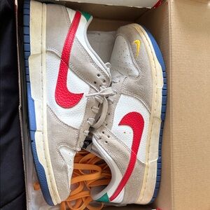 Nike Gray Sneakers with Red and Yellow Accents